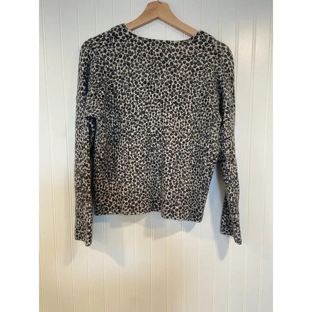 Madewell Ditsy Floral Knit Cardigan Sweater Cropped Stretch Ribbed Wool sz XS